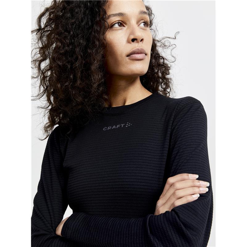 craft ženska volnena 20% merino majica z dolgimi rokavi pro wool extreme black - aktivno perilo