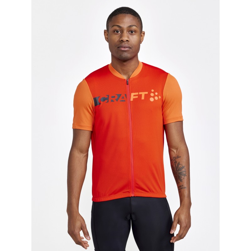 CRAFT MOŠKA KOLESARSKA MAJICA S KRATKIMI ROKAVI CORE ENDUR LOGO JERSEY HEAT - ORANŽNA CRACKLE