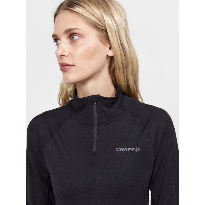 CRAFT ŽENSKA VOLNENA 42% MERINO MAJICA PULI ADV WOOL MERINO HZ BLACK - AKTIVNO PERILO