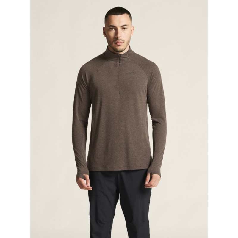 CRAFT MOŠKA 20% MERINO VOLNENA PULI MAJICA Z DOLGIMI ROKAVI ADV SUBZ WOOL TEE RJAVA PRUNE/MELANGE