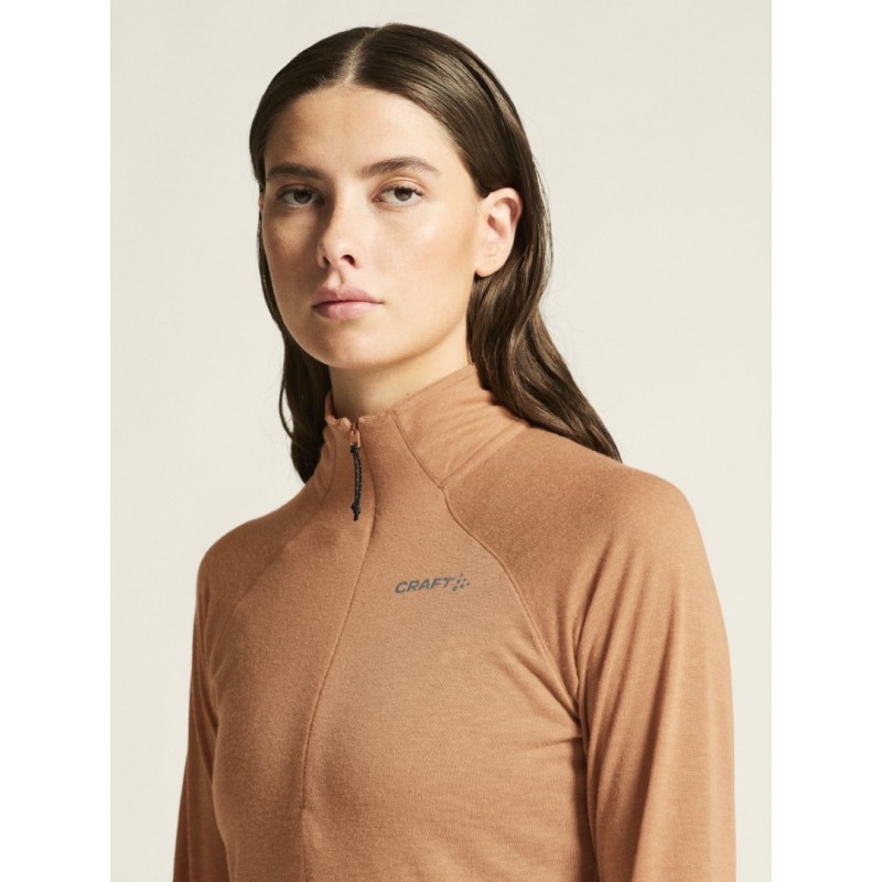 CRAFT ŽENSKA 20% MERINO VOLNENA PULI MAJICA Z DOLGIMI ROKAVI ADV SUBZ WOOL TEE SYRUP/MELANG
