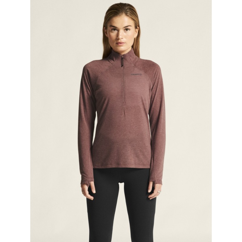 CRAFT ŽENSKA 20% MERINO VOLNENA PULI MAJICA Z DOLGIMI ROKAVI ADV SUBZ WOOL TEE PUDRASTO ROZA ROSE BROWN/MELANGE