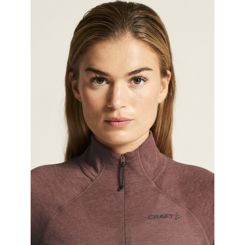 CRAFT ŽENSKA 20% MERINO VOLNENA PULI MAJICA Z DOLGIMI ROKAVI ADV SUBZ WOOL TEE PUDRASTO ROZA ROSE BROWN/MELANGE