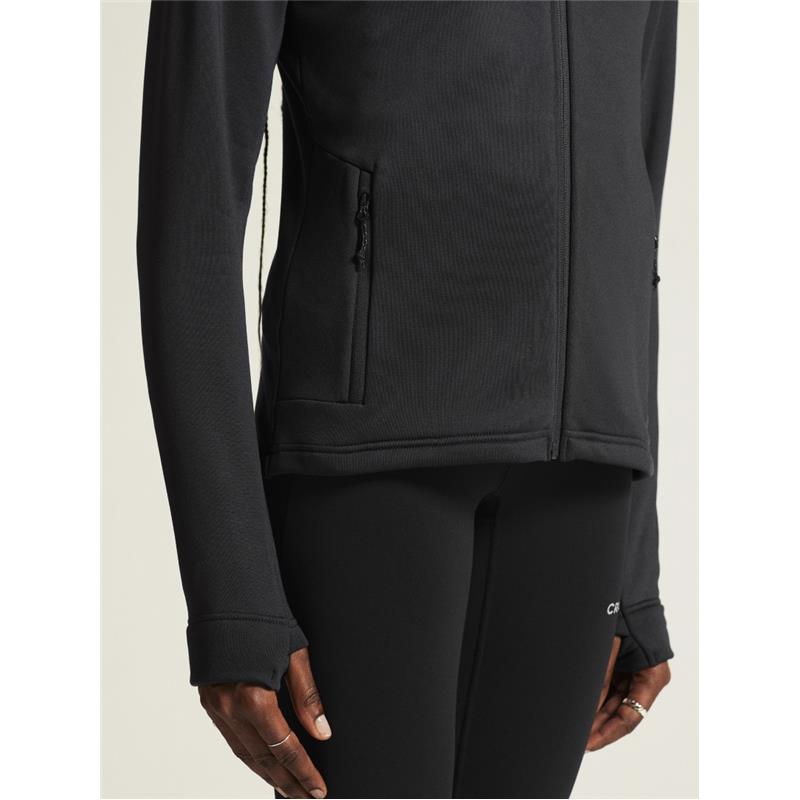 CRAFT ŽENSKA DEBELEJŠA TEHNIČNA FLIS JOPICA S KAPUCO ADV EXPLORE POWER FLEECE HOOD JKT BLACK