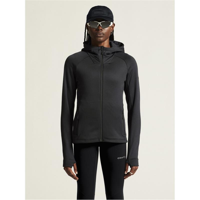 CRAFT ŽENSKA DEBELEJŠA TEHNIČNA FLIS JOPICA S KAPUCO ADV EXPLORE POWER FLEECE HOOD JKT BLACK