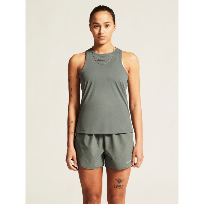 CRAFT ŽENSKA MAJICA BREZ ROKAVOV CORE ESSENCE SINGLET 2 SIVO-ZELENA LEAF