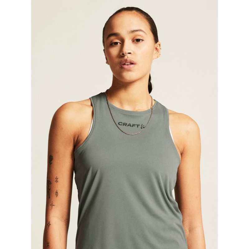 CRAFT ŽENSKA MAJICA BREZ ROKAVOV CORE ESSENCE SINGLET 2 SIVO-ZELENA LEAF