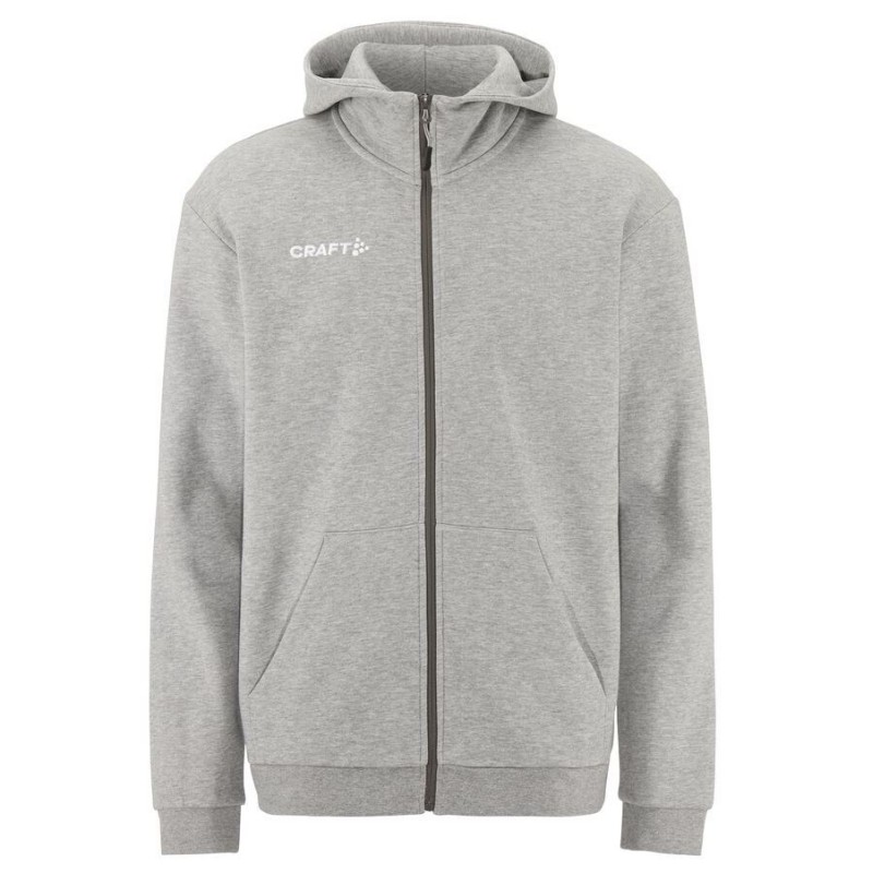 CRAFT MOŠKA BOMBAŽNA JOPICA Z ZADRGO LOGO FZ HOODIE SVETLO SIVA GREY MELANGE