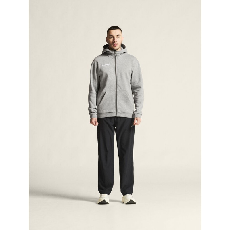 CRAFT MOŠKA BOMBAŽNA JOPICA Z ZADRGO LOGO FZ HOODIE SVETLO SIVA GREY MELANGE