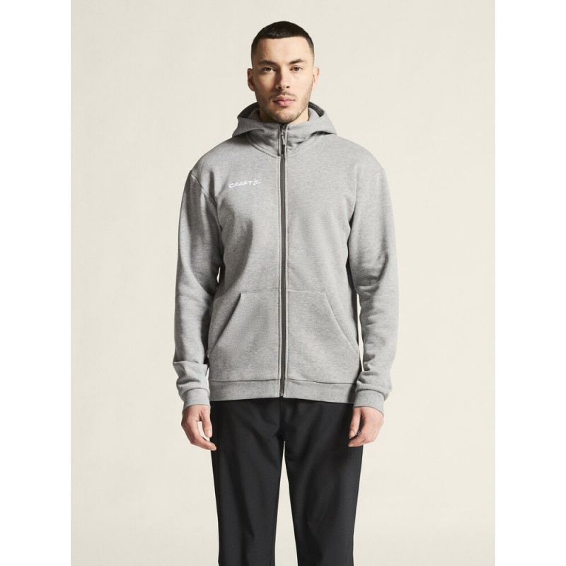CRAFT MOŠKA BOMBAŽNA JOPICA Z ZADRGO LOGO FZ HOODIE SVETLO SIVA GREY MELANGE
