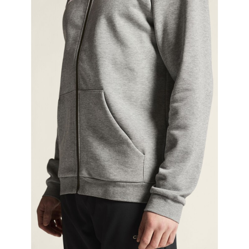 CRAFT MOŠKA BOMBAŽNA JOPICA Z ZADRGO LOGO FZ HOODIE SVETLO SIVA GREY MELANGE