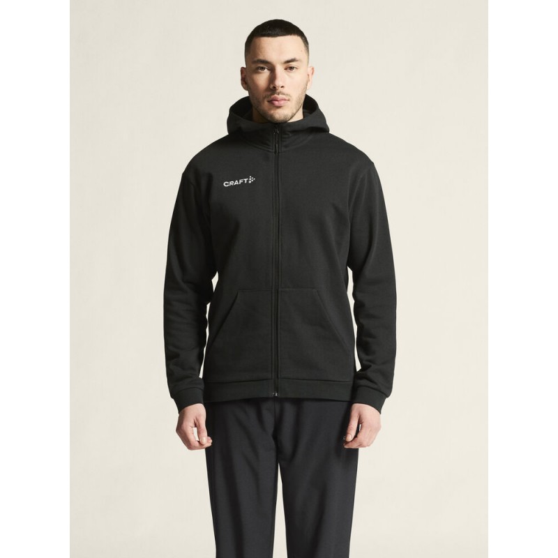 CRAFT MOŠKA BOMBAŽNA JOPICA Z ZADRGO LOGO FZ HOODIE ČRNA BLACK