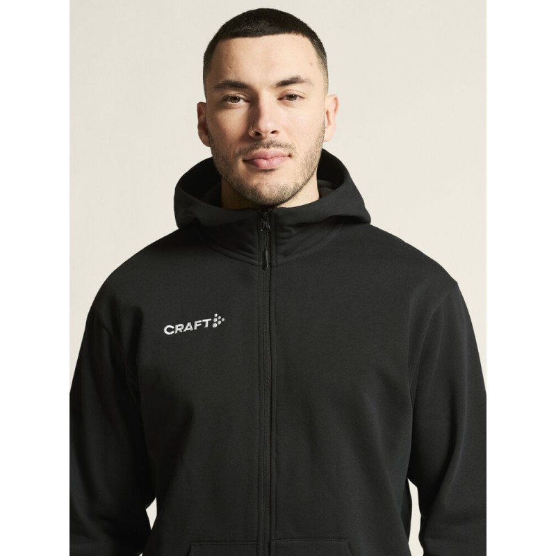CRAFT MOŠKA BOMBAŽNA JOPICA Z ZADRGO LOGO FZ HOODIE ČRNA BLACK