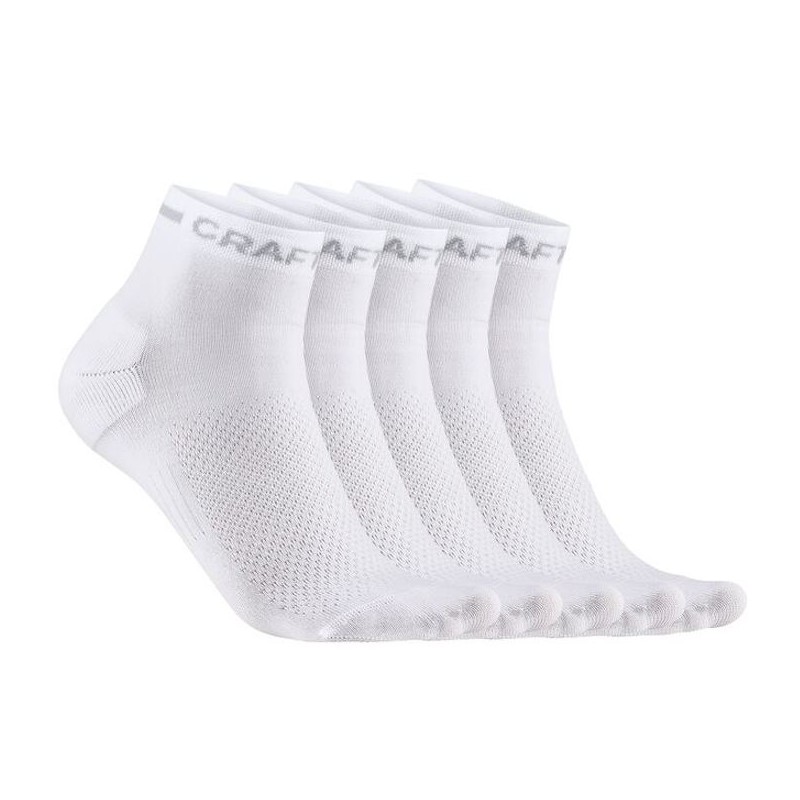 CRAFT FUNKCIONALNE ŠPORTNE NOGAVICE CORE DRY MID SOCKS 5-PACK BELA WHITE