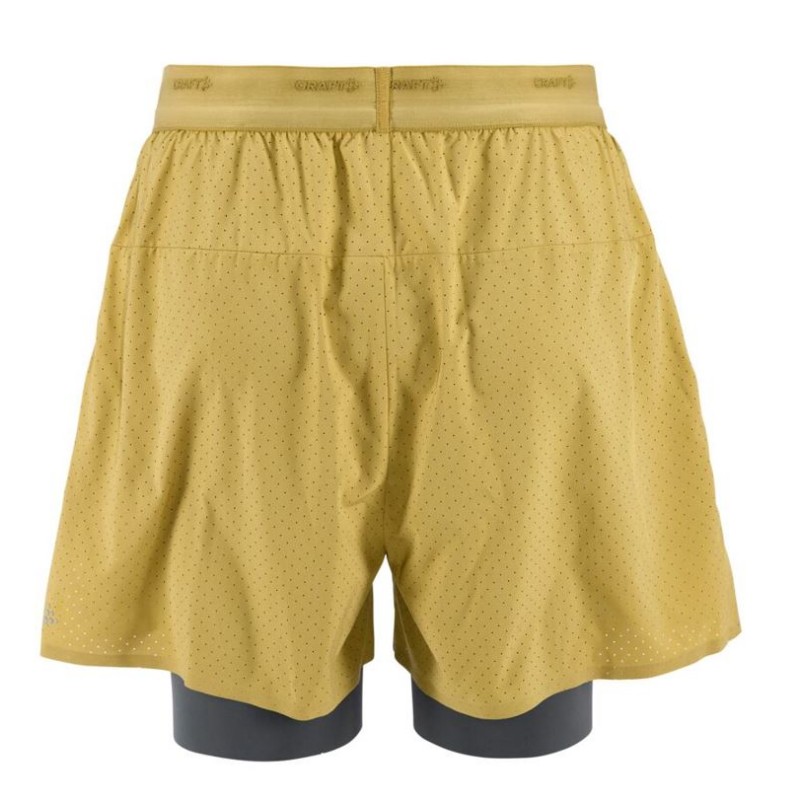 CRAFT MOŠKE KRATKE HLAČE PRO HYPERVENT 2-IN-1 SHORTS M TEMNO RUMENA KHAKI (PODHLAČE SIVA GRAY)