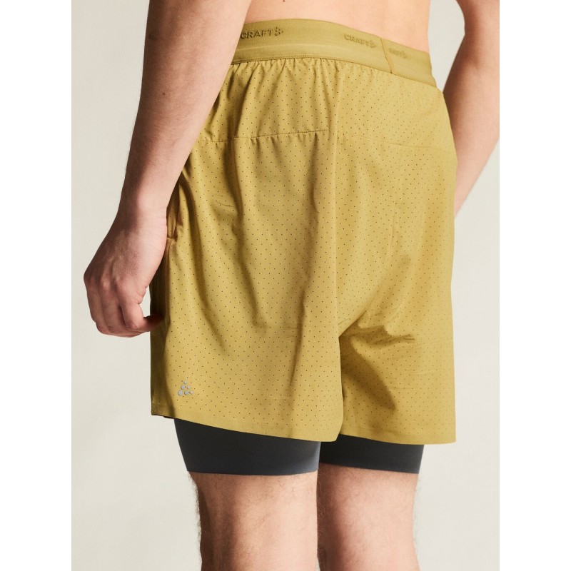 CRAFT MOŠKE KRATKE HLAČE PRO HYPERVENT 2-IN-1 SHORTS M TEMNO RUMENA KHAKI (PODHLAČE SIVA GRAY)