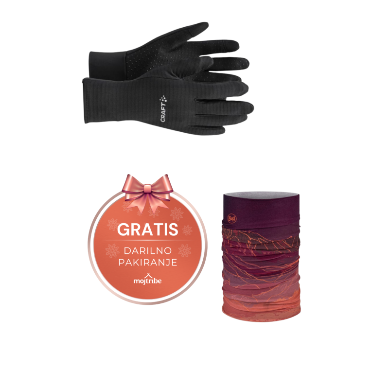 Ženski paket BUFF® tube in CRAFT Essence Multi Grip rokavic za zimske aktivnosti, darilno pakiranje