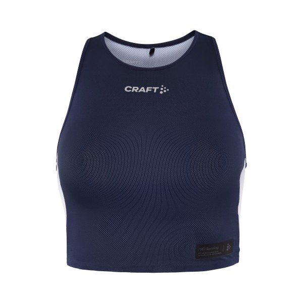 CRAFT ŽENSKA TEKAŠKA MAJICA BREZ ROKAVOV PRO HYPERVENT CROPPED TOP MODRA IN BELA BLAZE-FLEX