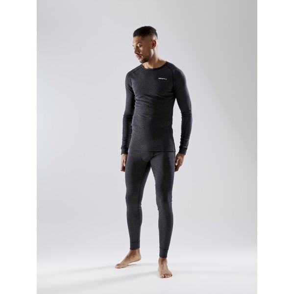 CRAFT MOŠKA VOLNENA 42% MERINO MAJICA Z DOLGIMI ROKAVI CORE WOOL MERINO LS TEE BLACK MELANGE - AKTIVNO PERILO