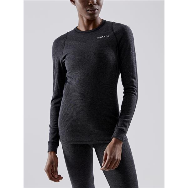 CRAFT VOLNENA 42% MERINO ŽENSKA MAJICA Z DOLGIMI ROKAVI CORE WOOL MERINO LS TEE BLACK MELANGE - AKTIVNO PERILO