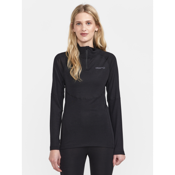 CRAFT ŽENSKA VOLNENA 42% MERINO MAJICA PULI ADV WOOL MERINO HZ BLACK - AKTIVNO PERILO