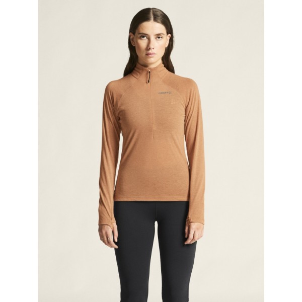 CRAFT ŽENSKA 20% MERINO VOLNENA PULI MAJICA Z DOLGIMI ROKAVI ADV SUBZ WOOL TEE SYRUP/MELANG