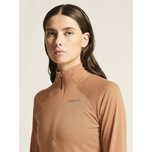 CRAFT ŽENSKA 20% MERINO VOLNENA PULI MAJICA Z DOLGIMI ROKAVI ADV SUBZ WOOL TEE SYRUP/MELANG