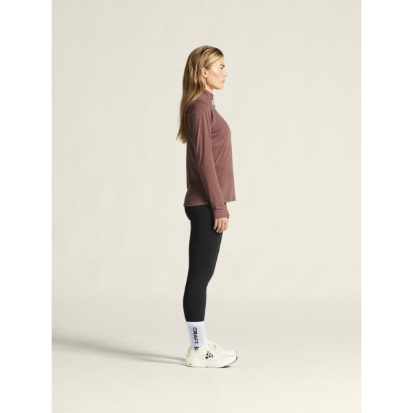 CRAFT ŽENSKA 20% MERINO VOLNENA PULI MAJICA Z DOLGIMI ROKAVI ADV SUBZ WOOL TEE PUDRASTO ROZA ROSE BROWN/MELANGE