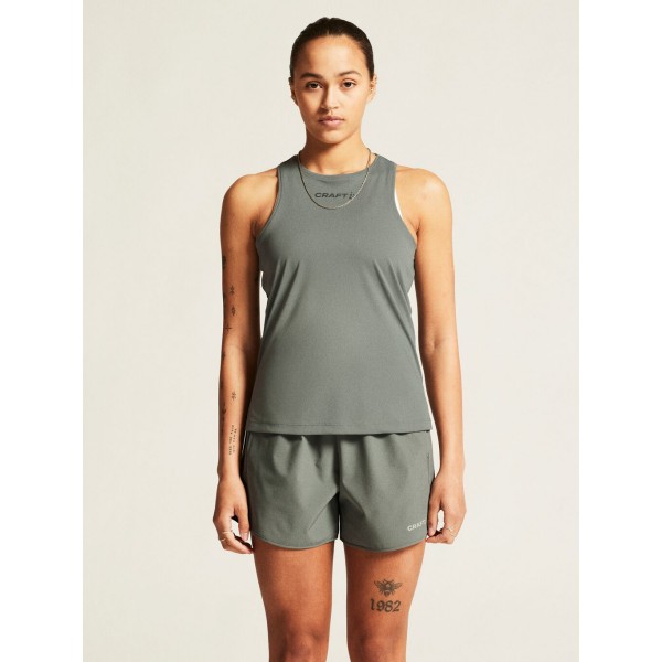 CRAFT ŽENSKA MAJICA BREZ ROKAVOV CORE ESSENCE SINGLET 2 SIVO-ZELENA LEAF