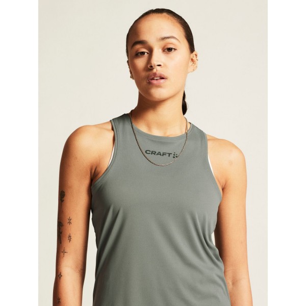 CRAFT ŽENSKA MAJICA BREZ ROKAVOV CORE ESSENCE SINGLET 2 SIVO-ZELENA LEAF