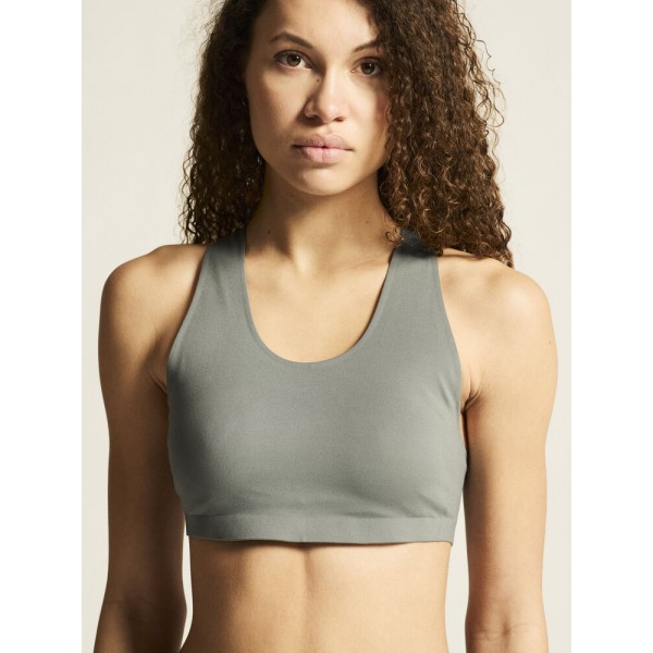 CRAFT PODLOŽEN ŽENSKI ŠPORTNI MODRČEK COLLECTIVE PADDED SPORTSBRA SIVO-ZELENA  LEAF