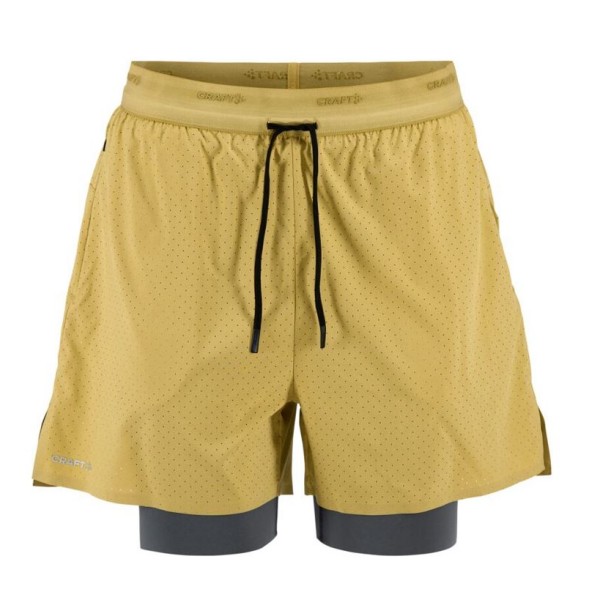 CRAFT MOŠKE KRATKE HLAČE PRO HYPERVENT 2-IN-1 SHORTS M TEMNO RUMENA KHAKI (PODHLAČE SIVA GRAY)