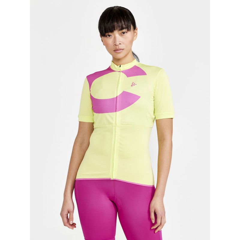 craft ženska kolesarska majica s kratkimi rokavi core endur logo jersey giallo-camelia