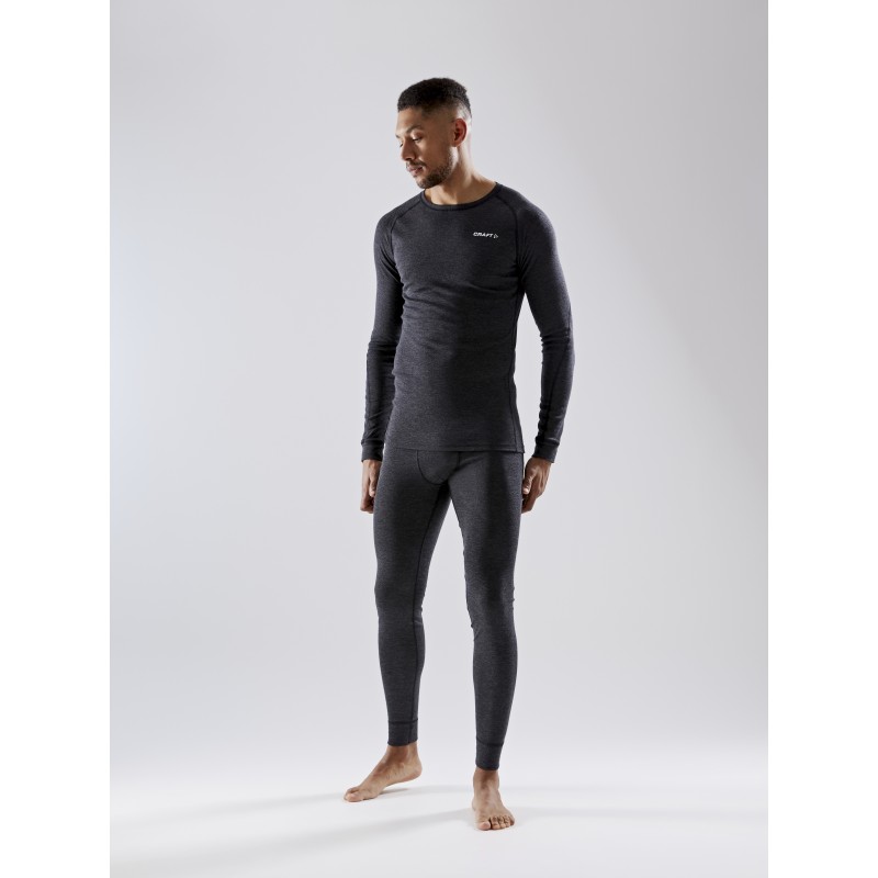 craft moška volnena 42% merino majica z dolgimi rokavi CORE WOOL MERINO LS TEE M BLACK MELANGE - aktivno perilo