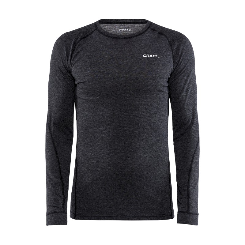 craft moška volnena 42% merino majica z dolgimi rokavi CORE WOOL MERINO LS TEE M BLACK MELANGE - aktivno perilo