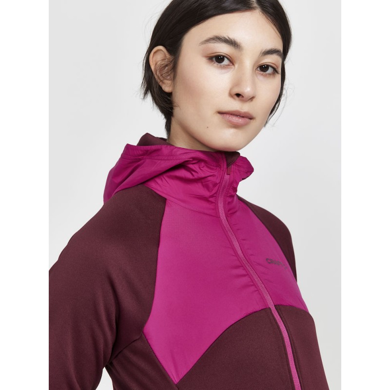 craft ženska tehnična jopica z dolgimi rokavi ADV ESSENCE JERSEY HOOD JACKET PUNSCH-ROXO