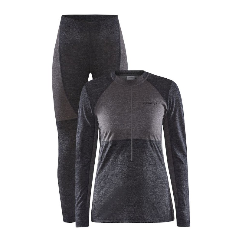 craft ženski volnen 20% merino set CORE WOOL MIX BLACK-GRANITE - aktivno perilo