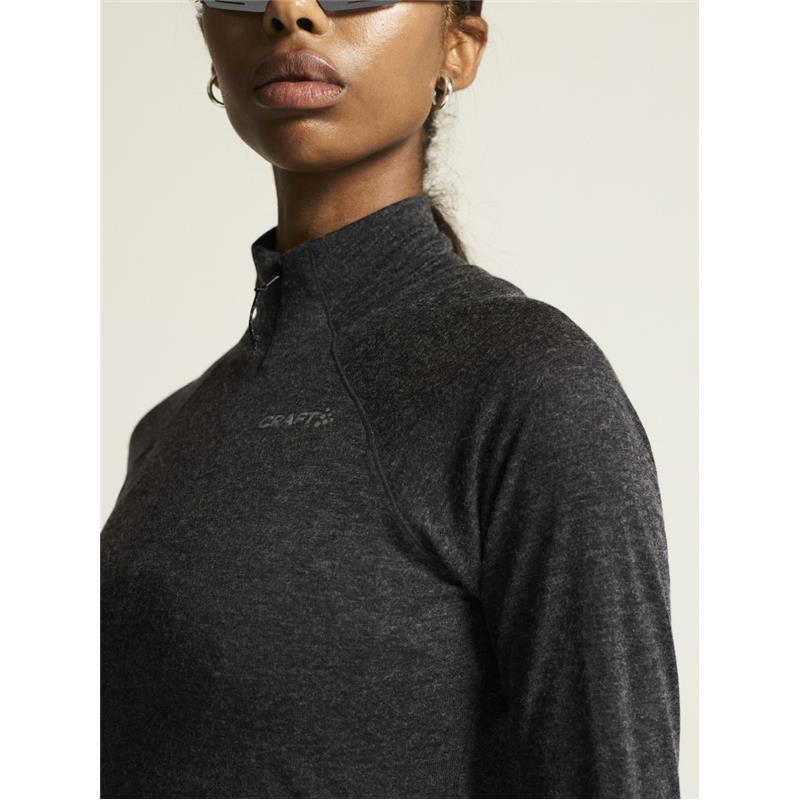 CRAFT ŽENSKA 20% MERINO VOLNENA PULI MAJICA Z DOLGIMI ROKAVI ADV SUBZ WOOL TEE 3 BLACK-MELANGE