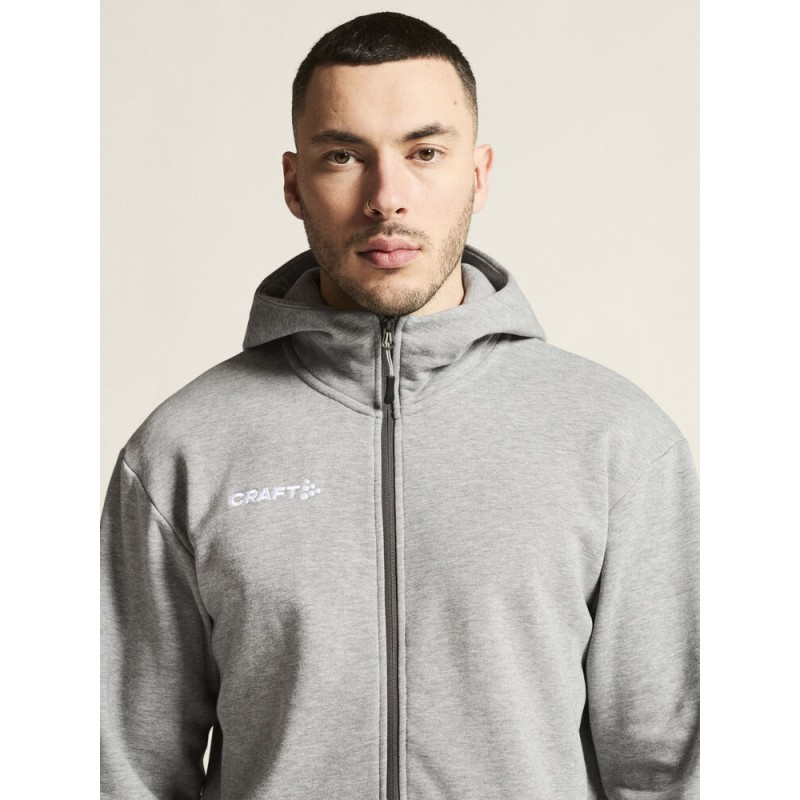 CRAFT MOŠKA BOMBAŽNA JOPICA Z ZADRGO COMMUNITY 2.0. LOGO FZ HOODIE GREY MELANGE
