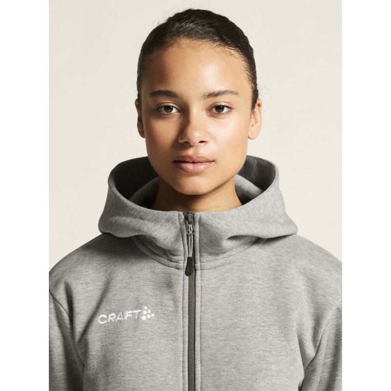 CRAFT ŽENSKA BOMBAŽNA JOPICA Z ZADRGO COMMUNITY 2.0. LOGO FZ HOODIE GREY MELANGE