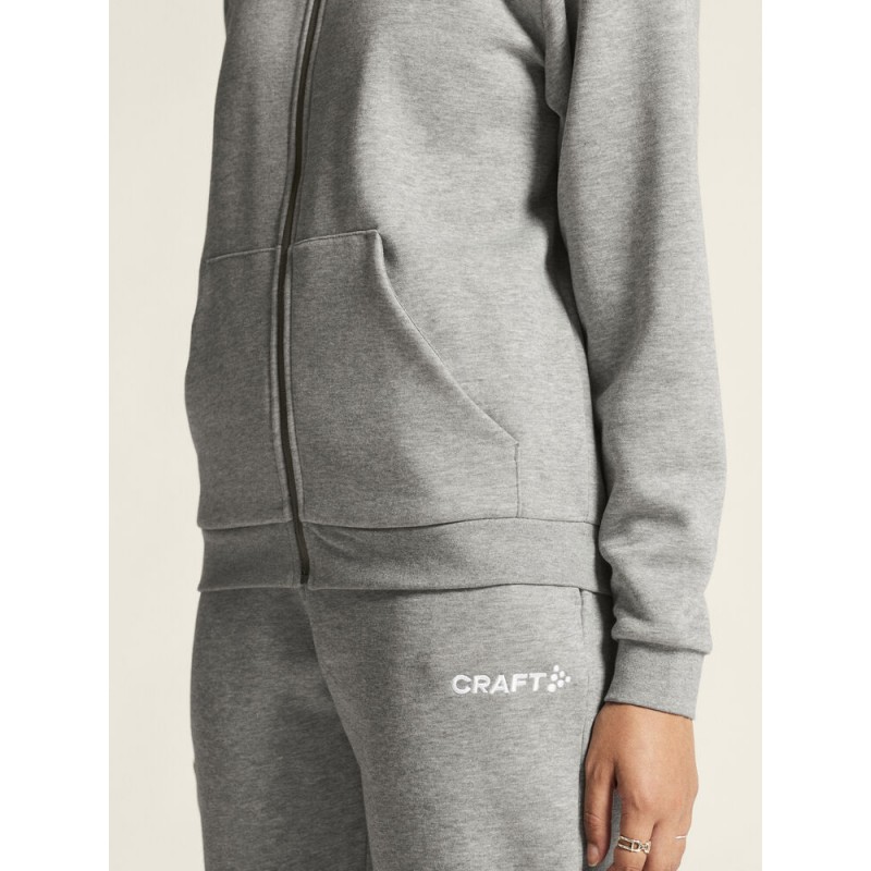 CRAFT ŽENSKA BOMBAŽNA JOPICA Z ZADRGO COMMUNITY 2.0. LOGO FZ HOODIE GREY MELANGE