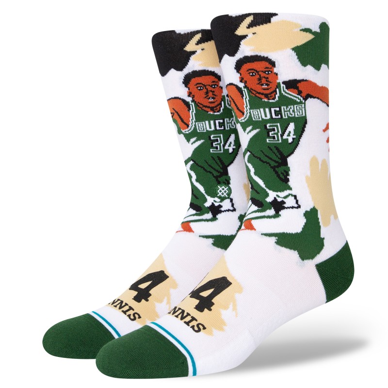 STANCE NOGAVICE NBA PAINT GIANNIS CREW WHITE