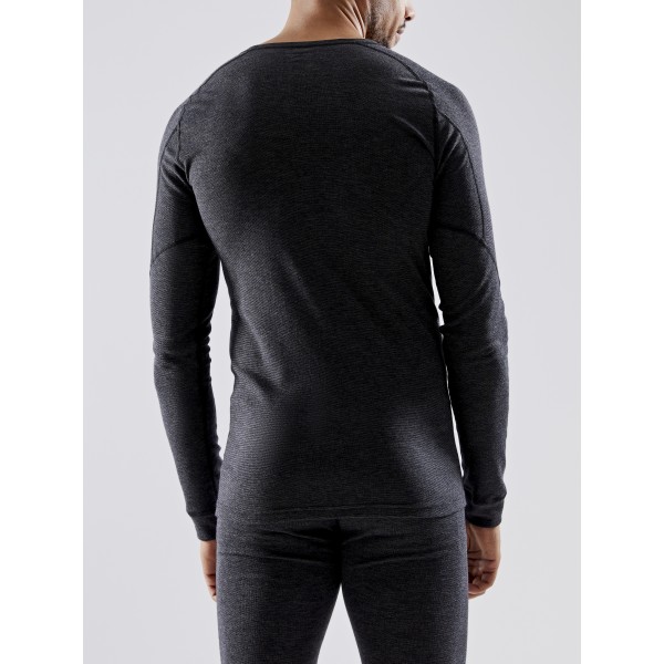 craft moška volnena 42% merino majica z dolgimi rokavi CORE WOOL MERINO LS TEE M BLACK MELANGE - aktivno perilo