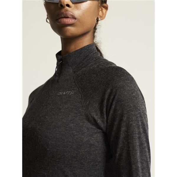 CRAFT ŽENSKA 20% MERINO VOLNENA PULI MAJICA Z DOLGIMI ROKAVI ADV SUBZ WOOL TEE 3 BLACK-MELANGE