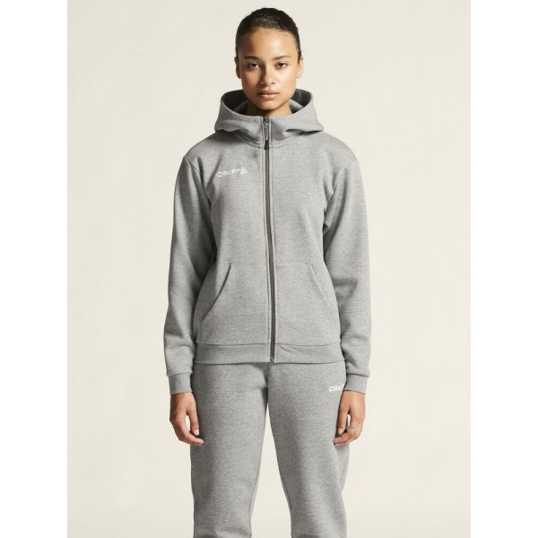 CRAFT ŽENSKA BOMBAŽNA JOPICA Z ZADRGO COMMUNITY 2.0. LOGO FZ HOODIE GREY MELANGE