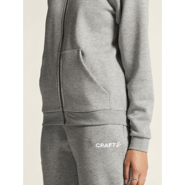 CRAFT ŽENSKA BOMBAŽNA JOPICA Z ZADRGO COMMUNITY 2.0. LOGO FZ HOODIE GREY MELANGE