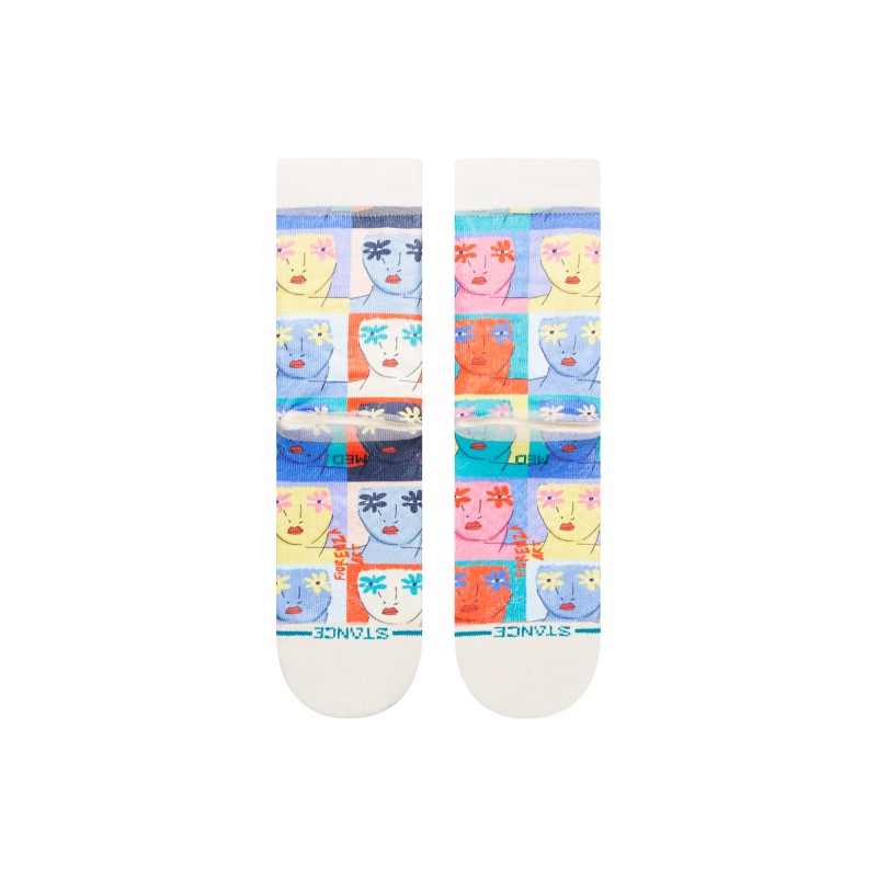 STANCE NOGAVICE FLOWER FACES  OFF WHITE CREW 