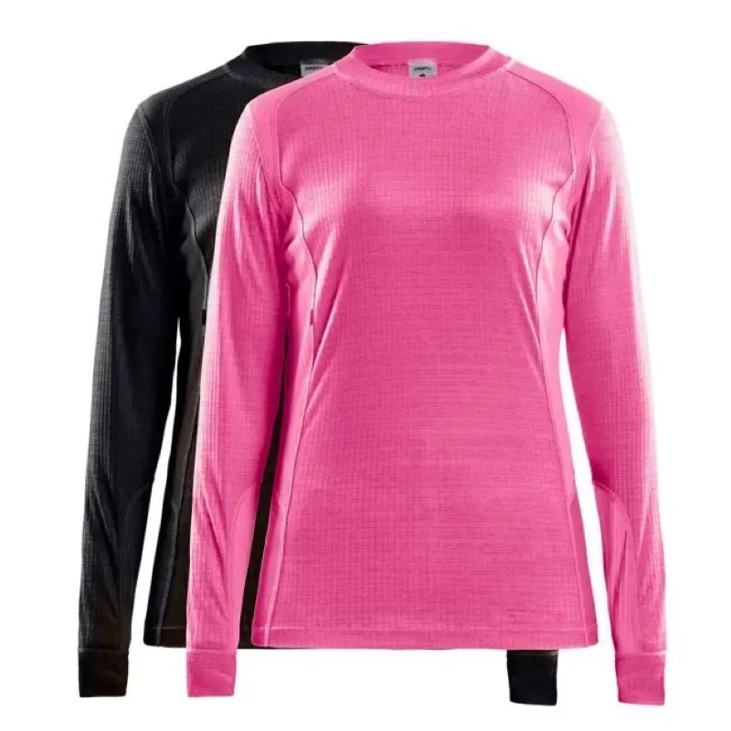 CRAFT ŽENSKA MAJICA Z DOLGIMI ROKAVI CORE 2-PACK BASELAYER BLACK-FAME - AKTIVNO PERILO