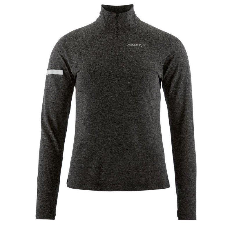 CRAFT ŽENSKA 20% MERINO VOLNENA PULI MAJICA Z DOLGIMI ROKAVI ADV SUBZ WOOL TEE 3 BLACK-MELANGE