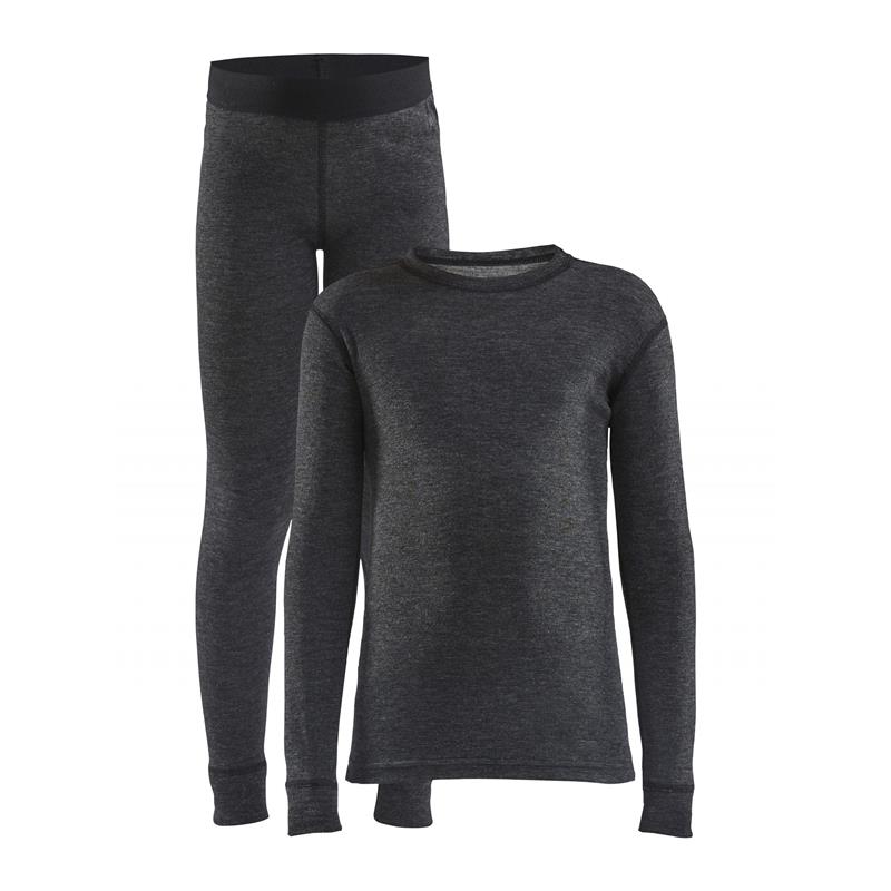 CRAFT OTROŠKI VOLNEN 42% MERINO SET CORE MERINO BLACK MELANGE - AKTIVNO PERILO